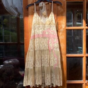 NWT Valentino silk and lace halter dress. Size 2